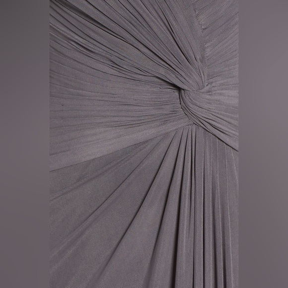 La Femme Ruched Twist Column Sweetheart Neck Lace and Crystals Maxi Gown NWOT - Picture 5 of 12